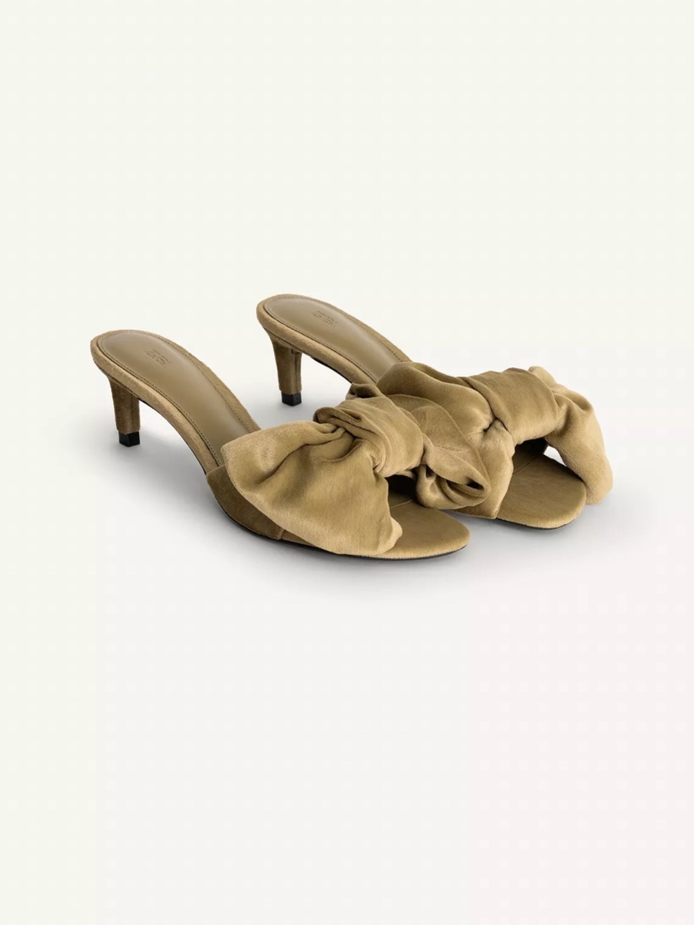 Zara Mules slides Maxi Bow Heeled Sandals Size 10